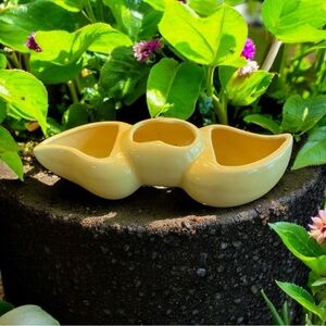 Vintage MCM yellow ceramic vessel. EVC